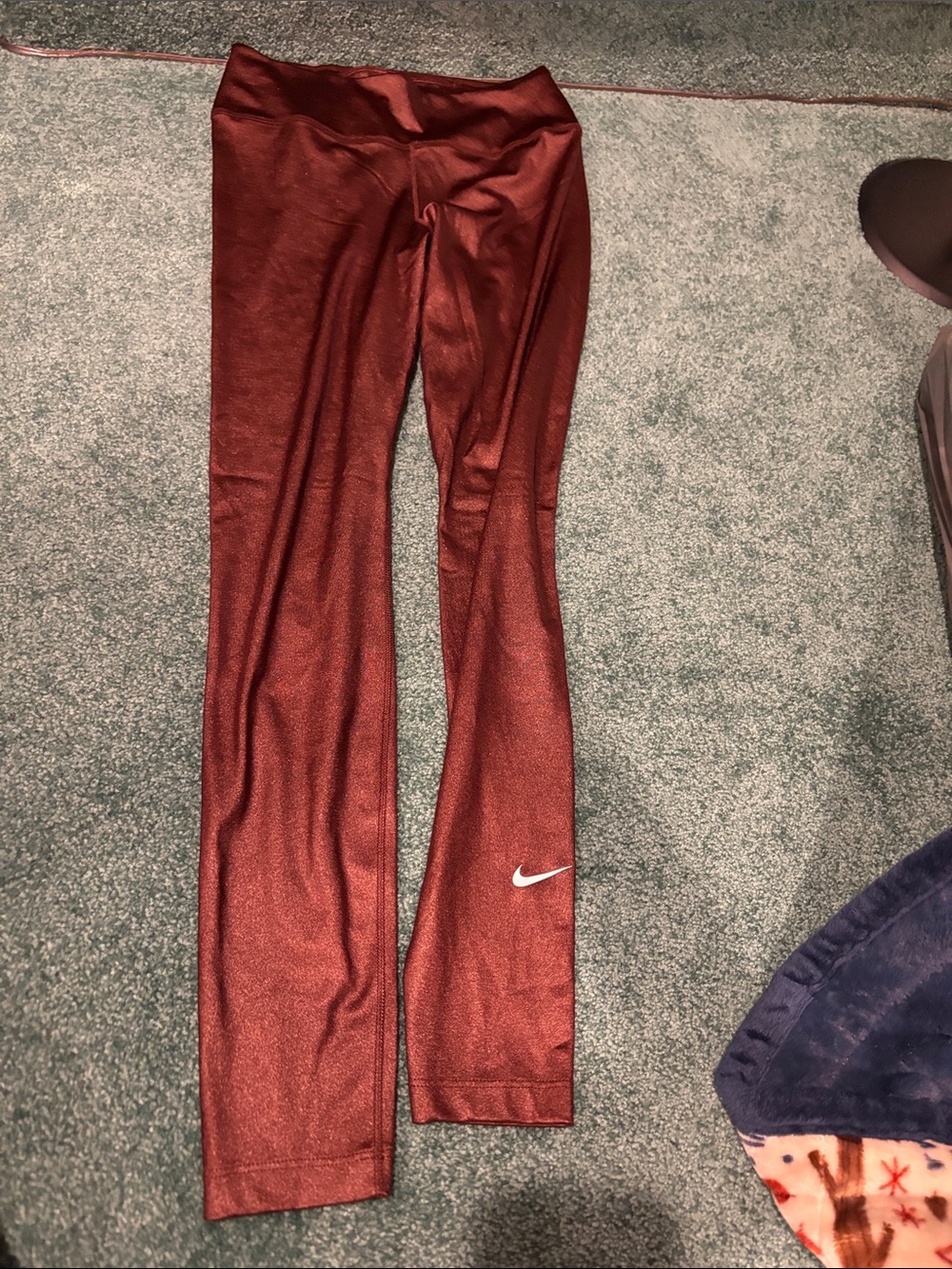 Nike Dri-FIT Women Small Brown Metallic Sparkle Leggings Ankle EUC